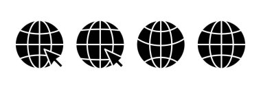 Web simgesi vektör illüstrasyonu. Web tabelalarına ve sembollere git. Web tıklama simgesi. Genel arama simgesi