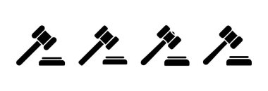 Gavel ikon vektör çizimi. Yargıç tokmak işareti ve sembol. Kanun simgesi. Açık arttırma çekici
