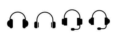 Kulaklık ikonu vektör illüstrasyonu. Kulaklık işareti ve sembol