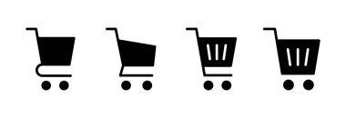 Alışveriş ikonu vektör illüstrasyonu. Alışveriş arabası işareti ve sembol. Trolley simgesi