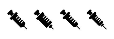 Şırınga ikonu vektör çizimi. İğne işareti ve sembol. Aşı simgesi