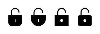 Simge vektör illüstrasyonunu aç. İşaret ve sembolün kilidini aç. Kilitlenmemiş asma kilit simgesi