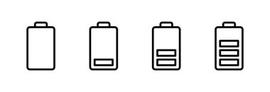 Batarya ikonu vektör çizimi. Pil şarj işareti ve sembol. pil şarj seviyesi