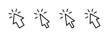 Simge vektör illüstrasyonuna tıklayın. İşaretli ok işareti ve sembol. imleç simgesi