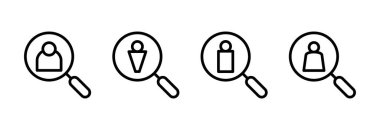 Simge vektör illüstrasyonu işe alınıyor. Arama işi boşluk işareti ve sembol. İnsan kaynakları konsepti. İşe alım.