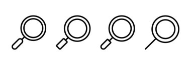 Arama simgesi vektör illüstrasyonu. Büyüteç işareti ve sembolü ara