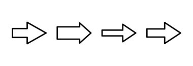 Ok simgesi vektör illüstrasyonu. Web tasarımı için ok işareti ve sembol.