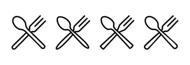 kaşık ve çatal ikonu vektör çizimi. kaşık, çatal ve bıçak ikonu vektörü. Restoran işareti ve sembolü