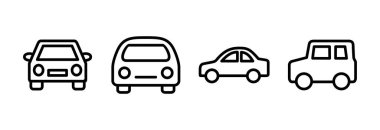 Araba ikonu vektör illüstrasyonu. Araba işareti ve sembol. küçük sedan