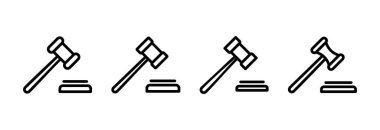 Gavel ikon vektör çizimi. Yargıç tokmak işareti ve sembol. Kanun simgesi. Açık arttırma çekici