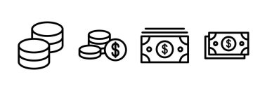 Para ikonu vektör illüstrasyonu. Para işareti ve sembol