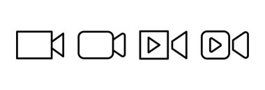 Video ikonu vektör illüstrasyonu. Video kamera işareti ve sembol. Film tabelası. Sinema