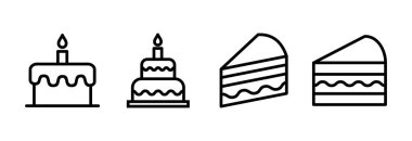 Kek simgesi vektör illüstrasyonu. Pasta işareti ve sembol. Doğum günü pastası simgesi