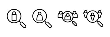 Simge vektör illüstrasyonu işe alınıyor. Arama işi boşluk işareti ve sembol. İnsan kaynakları konsepti. İşe alım.