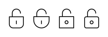 Simge vektör illüstrasyonunu aç. İşaret ve sembolün kilidini aç. Kilitlenmemiş asma kilit simgesi