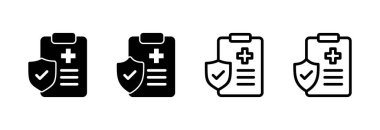 Tıbbi sigorta ikonu vektör çizimi. Sağlık sigortası ve sembol