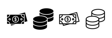 Para ikonu vektör illüstrasyonu. Para işareti ve sembol