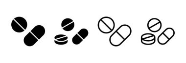 İlaç ikonu vektör illüstrasyonu. Kapsül simgesi. Uyuşturucu işareti ve sembol