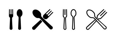 kaşık ve çatal ikonu vektör çizimi. kaşık, çatal ve bıçak ikonu vektörü. Restoran işareti ve sembolü
