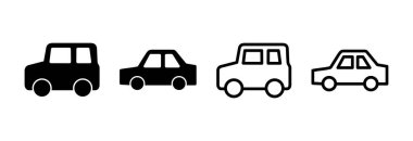 Araba ikonu vektör illüstrasyonu. Araba işareti ve sembol. küçük sedan