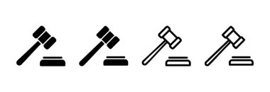 Gavel ikon vektör çizimi. Yargıç tokmak işareti ve sembol. Kanun simgesi. Açık arttırma çekici