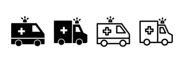 Ambulans simgesi vektör illüstrasyonu. Ambulans kamyonu işareti ve sembol. Ambulans arabası