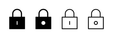 Simge vektör illüstrasyonunu kilitle. Asma kilit işareti ve sembol. Şifreleme simgesi. Güvenlik sembolü