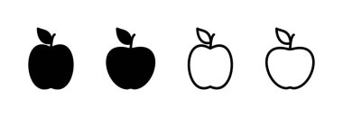 Elma ikonu vektör illüstrasyonu. Web tasarımı için elma işareti ve semboller.