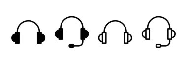 Kulaklık ikonu vektör illüstrasyonu. Kulaklık işareti ve sembol