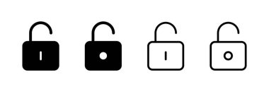 Simge vektör illüstrasyonunu aç. İşaret ve sembolün kilidini aç. Kilitlenmemiş asma kilit simgesi