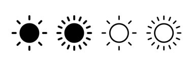 Güneş ikonu vektör illüstrasyonu. Parlaklık işareti ve sembol.