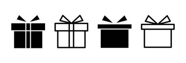 Hediye ikonu vektör çizimi. Hediye işareti ve sembol. doğum günü hediyesi