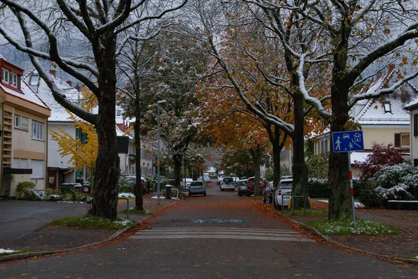 Freiburg Breisgau Tyskland 2012 Tomma Stadsgator Morgonen Efter Den Första — Stockfoto