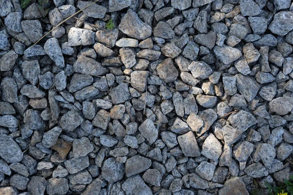 Fondo Real Piedras Trituradas Grises Con Rayo Sol — Foto de Stock