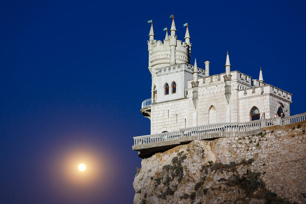 swallow's nest at night in the moonlight
