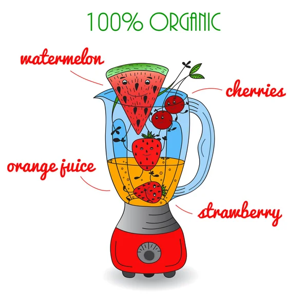 Recette de smoothie 100 % bio — Image vectorielle