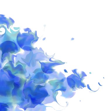 Renkli mavi illüstrasyon, suluboya arka plan