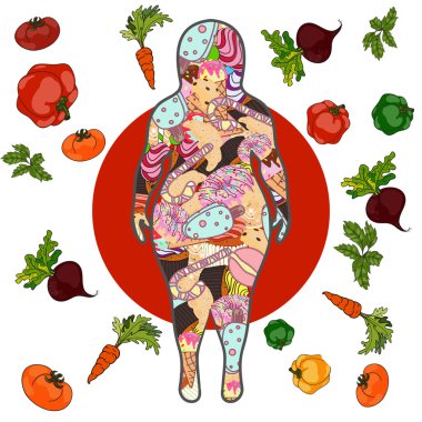 Şişman kadın silueti, vektör