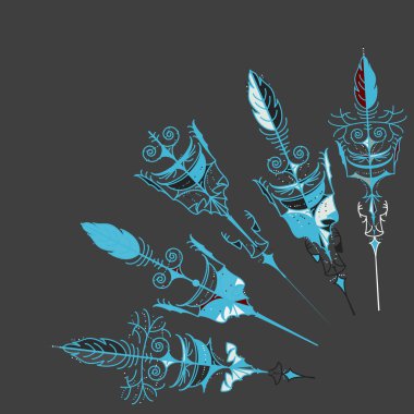 Mavi vintage oklar kümesi