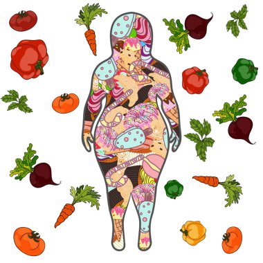 Şişman kadın, kavram, vektör