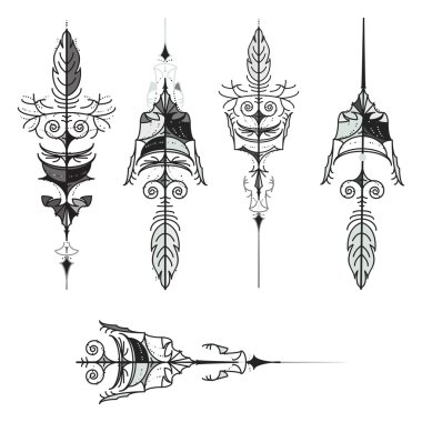 Gri vintage okları kümesi