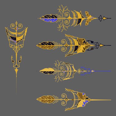 5 vintage okları kümesi