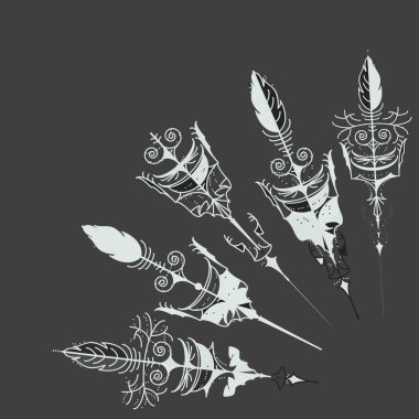 Beyaz vintage ok kümesi