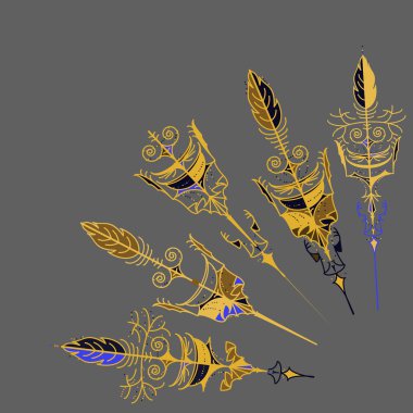 Altın vintage okları kümesi