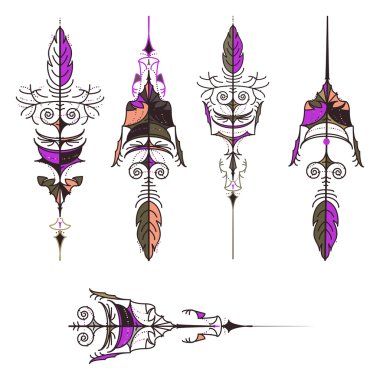 Parlak vintage okları kümesi