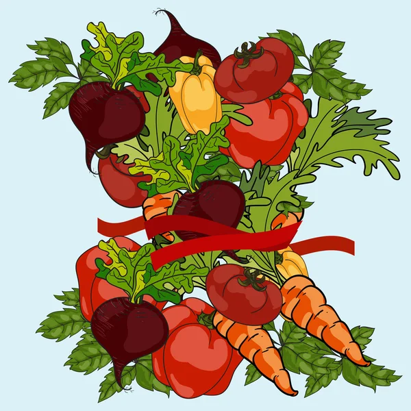 Grönsaker som bunden med en tejp — Stock vektor