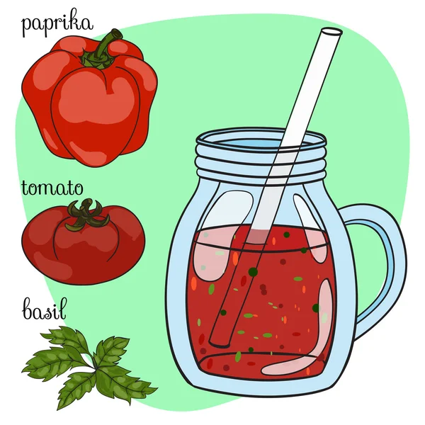 Batido de verduras estilo de vida saludable — Vector de stock