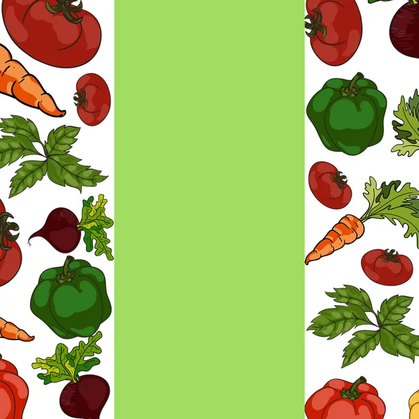 Patrón de alimentos orgánicos con plato para su texto — Archivo Imágenes Vectoriales
