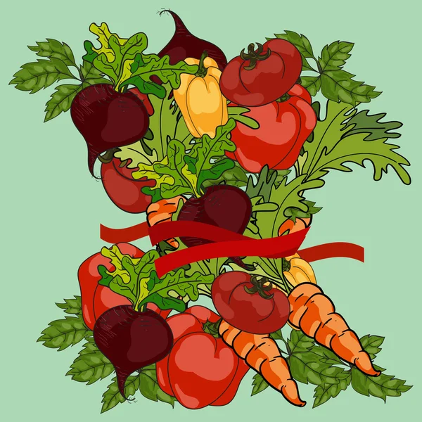 Grupp av råa grönsaker — Stock vektor