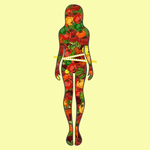 Hembra con verduras — Vector de stock